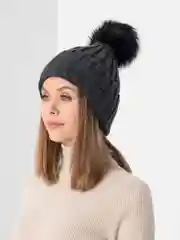 Угольный шапка с помпоном Мальта, для девочек