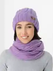 Лавандовый комплект шапка+ снуд на флисе Эмилия