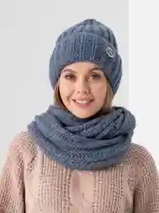Индиго комплект шапка женская на флисе + снуд в два оборота