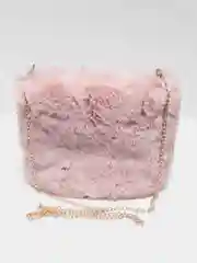 Розовый меховая сумка клатч на цепочке / плюшевая сумочка на плечо