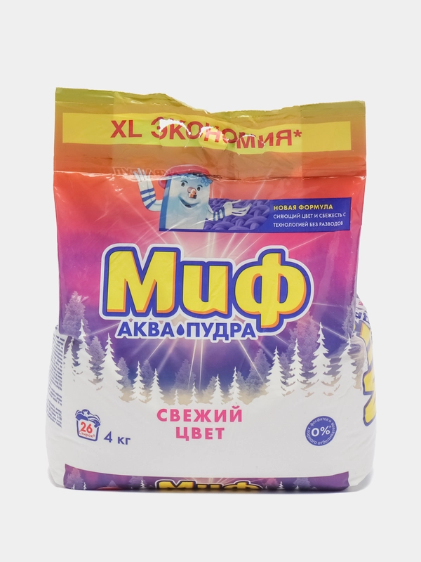 Стиральный порошок Миф "Аквапудра. Свежий цвет", 26 стирок, 4 кг