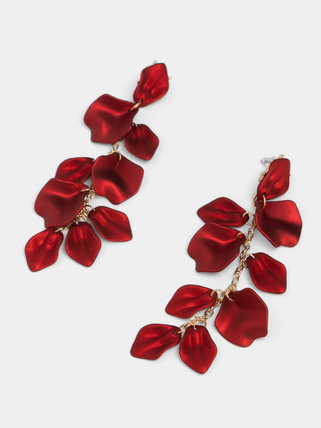 Багровый серьги длинные rose petal, вечерние серьги с лепестками