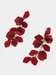 Багровый серьги длинные rose petal, вечерние серьги с лепестками