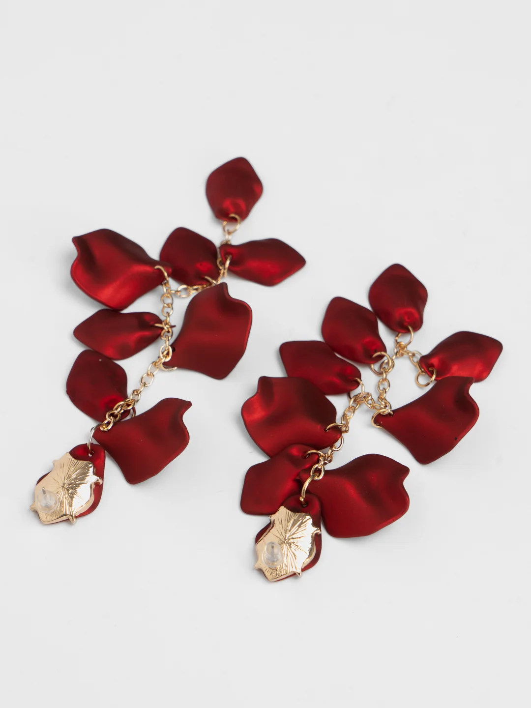 Багровый серьги длинные rose petal, вечерние серьги с лепестками