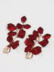 Багровый серьги длинные rose petal, вечерние серьги с лепестками
