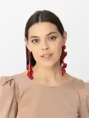 Багровый серьги длинные rose petal, вечерние серьги с лепестками