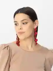 Багровый серьги длинные rose petal, вечерние серьги с лепестками