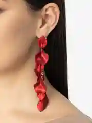 Багровый серьги длинные rose petal, вечерние серьги с лепестками