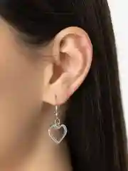 Серебряный серьги-подвески "Сердце", серьги женские