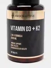 БАД к пище AWOCH ACTIVE Витамин D3+К2, 2000 МЕ, 60 таблеток