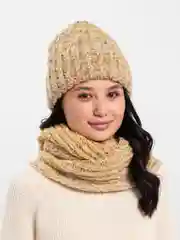 Желтый комплект шапка  со снудом на флисе Милани