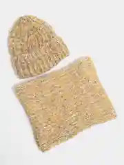 Желтый комплект шапка  со снудом на флисе Милани