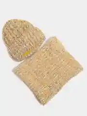 Желтый комплект шапка  со снудом на флисе Милани