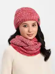 Красный комплект шапка  со снудом на флисе Милани