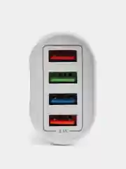Белый сетевое зарядное устройство для телефона на 4USB выхода. 3.1А. зарядник для телефона