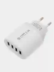 Белый сетевое зарядное устройство для телефона на 4USB выхода. 3.1А. зарядник для телефона
