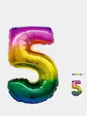 Шар воздушный, фольгированный "Цифра", радуга, в упаковке, 16"/41 см