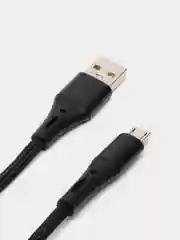 Черный нейлоновый кабель для зарядки Type-C / microUSB с подсветкой коннектора