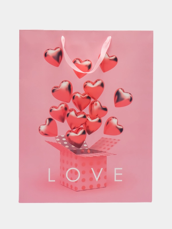 Пакет подарочный "LOVE", ламинированный, 31 х 40 х 11,5 см