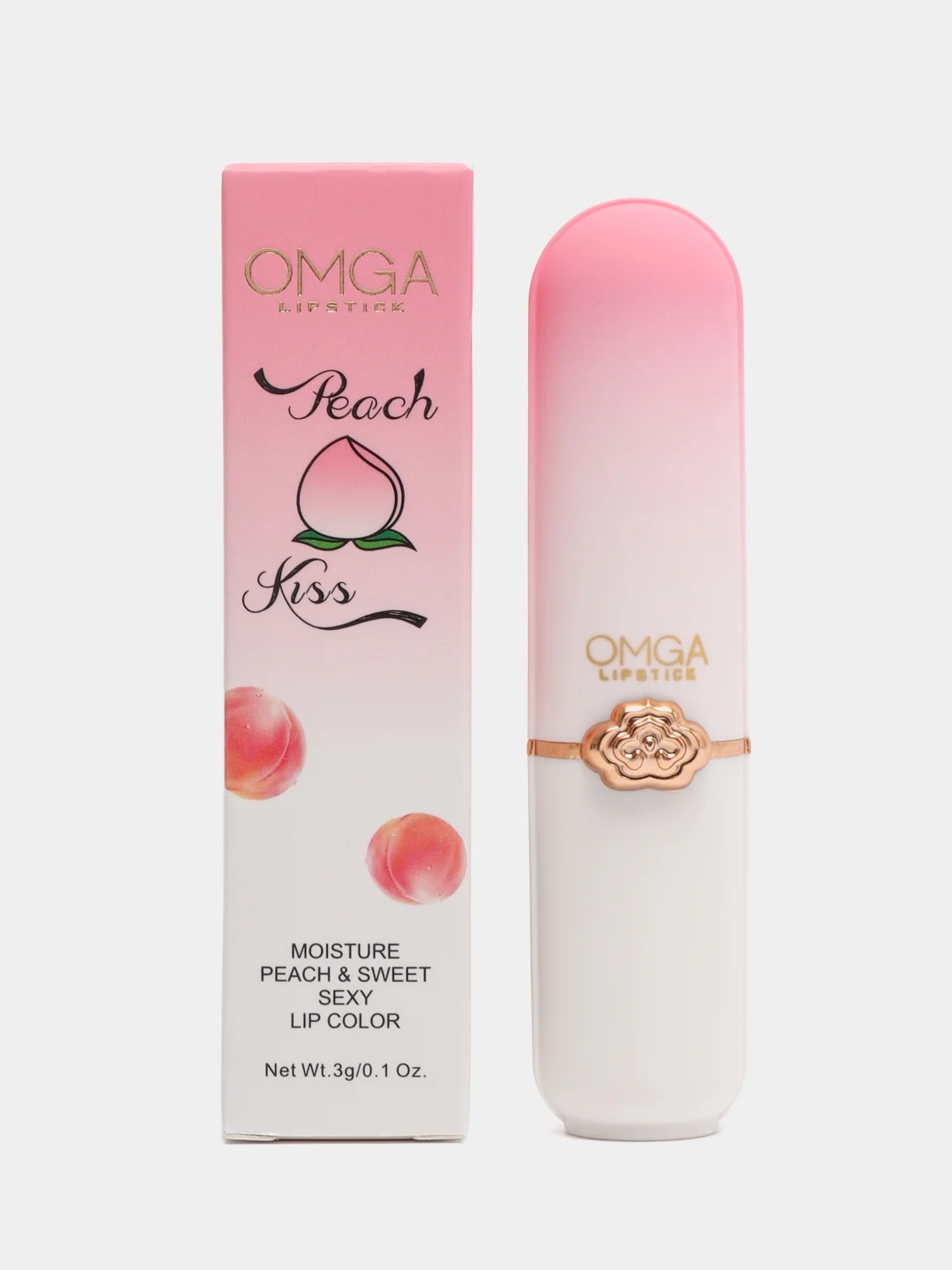 Конфетный увлажняющий бальзам для губ Omga Peach Kiss, с эффектом тинта и ароматом персика, 3 г