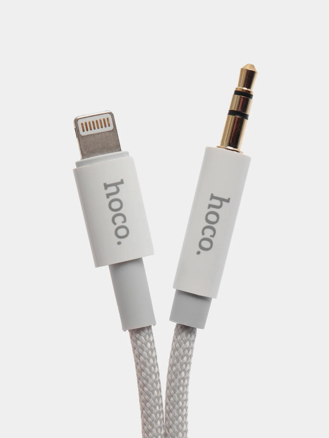 Белый кабель hoco UPA19, AUX, 3.5 mm, Lightning, 1 м, в оплетке, черный, премиум