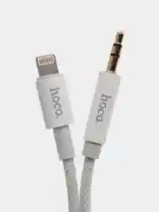 Белый кабель hoco UPA19, AUX, 3.5 mm, Lightning, 1 м, в оплетке, черный, премиум