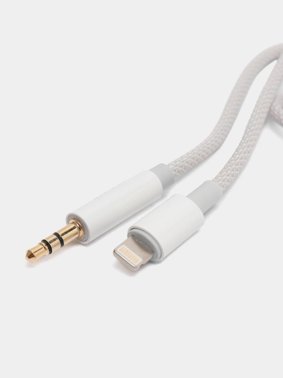Белый кабель hoco UPA19, AUX, 3.5 mm, Lightning, 1 м, в оплетке, черный, премиум