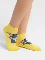 Желтый носки женские, укороченные, с принтом