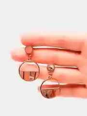 Коричневый серьги-гвоздики круглые, длинные сережки с застежкой гвоздик, серьги-подвески