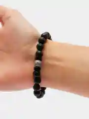 Серый браслет мужской, из вулканического камня