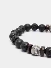 Серый браслет мужской, из вулканического камня