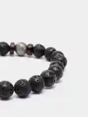 Серый браслет мужской, из вулканического камня