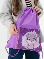Мешок для обуви ЮНЛАНДИЯ, карман на молнии, 33х42 см, Cute kitty, 271053