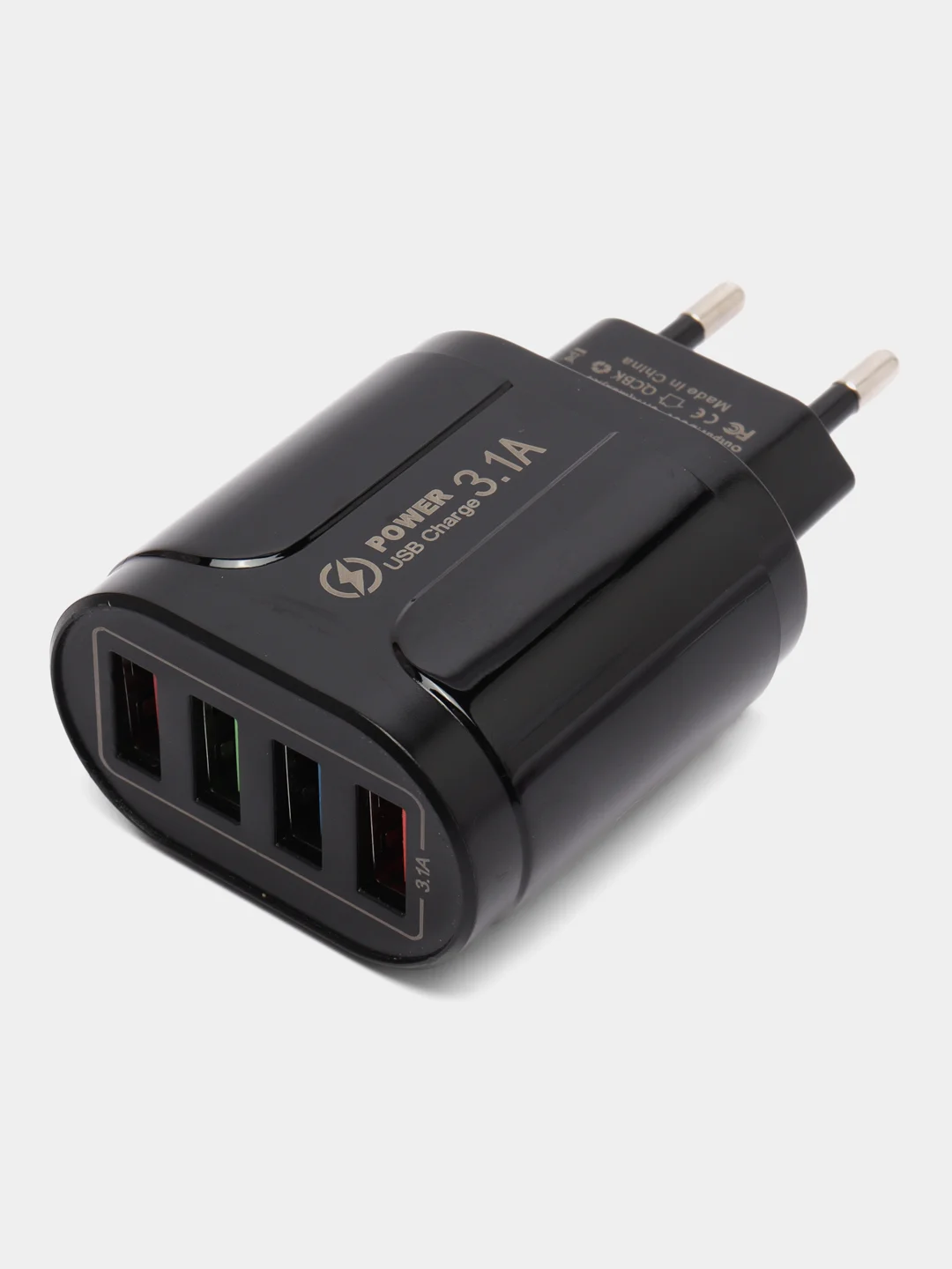 Черный сетевое зарядное устройство для телефона на 4USB выхода. 3.1А. зарядник для телефона