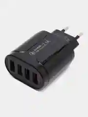 Черный сетевое зарядное устройство для телефона на 4USB выхода. 3.1А. зарядник для телефона