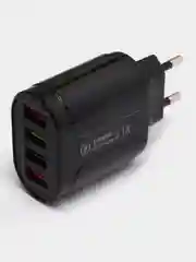 Черный сетевое зарядное устройство для телефона на 4USB выхода. 3.1А. зарядник для телефона
