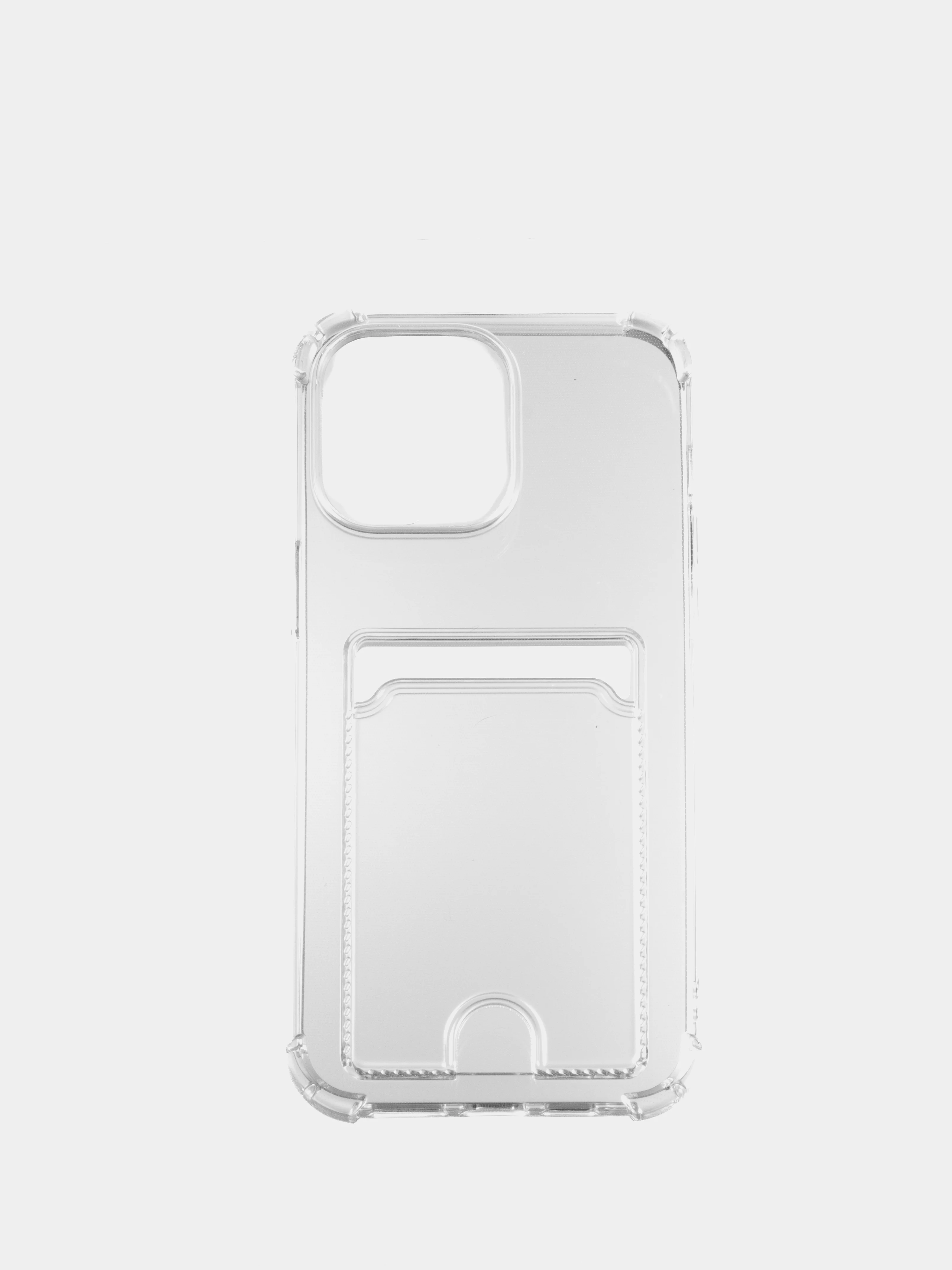 Прозрачный чехол для iPhone X, XS, XR, 11, 12, 13, 14 Pro Max/mini, с карманом для карт, силиконовый