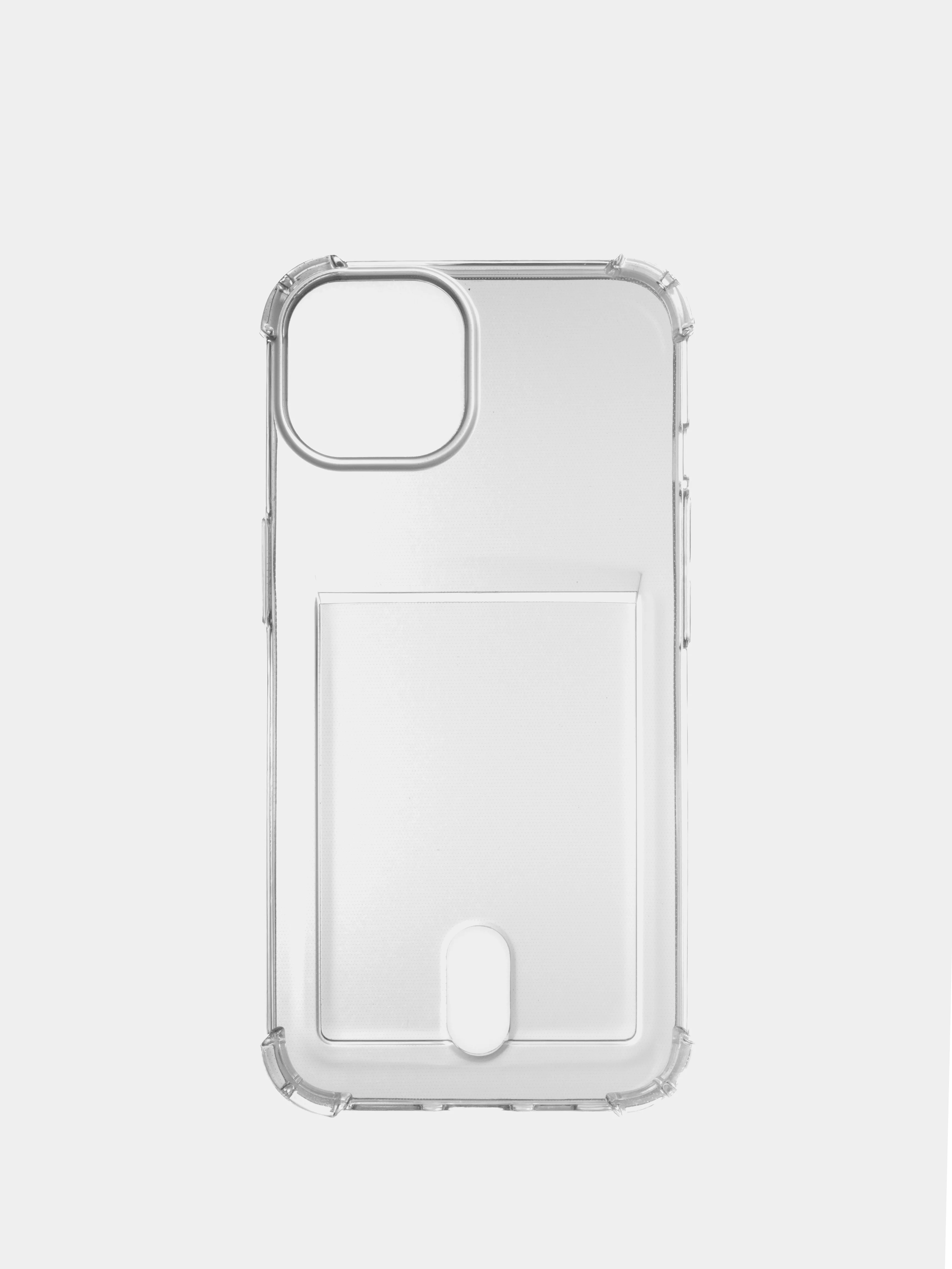 Прозрачный чехол для iPhone X, XS, XR, 11, 12, 13, 14 Pro Max/mini, с карманом для карт, силиконовый