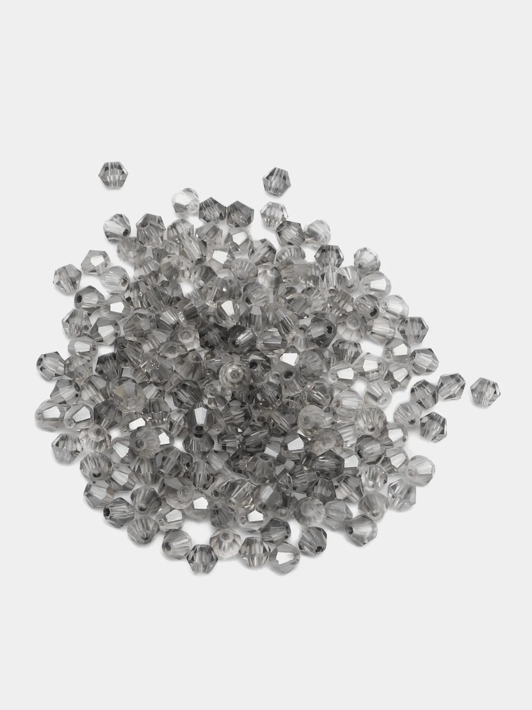 Серый бусины стеклянные граненные биконус