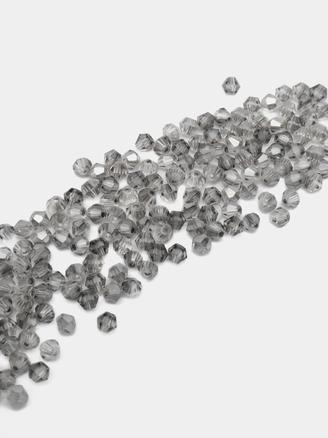 Серый бусины стеклянные граненные биконус