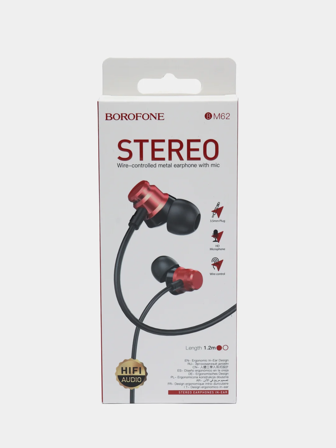 Бордовый наушники с микрофоном Borofone с разъёмом 3.5 Jack
