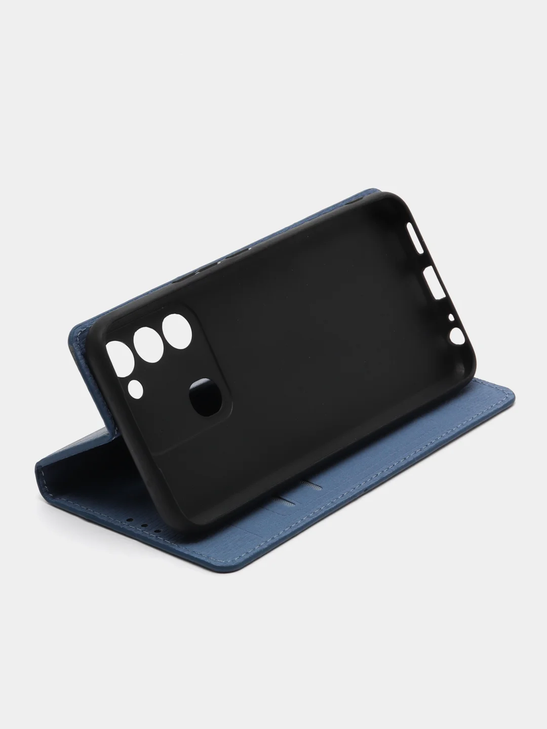 Синий чехол книжка Rich Boss для Tecno Spark 8C / GO 2022, экокожа, нубук, с визитницей