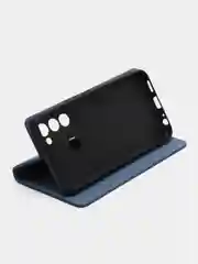 Синий чехол книжка Rich Boss для Tecno Spark 8C / GO 2022, экокожа, нубук, с визитницей