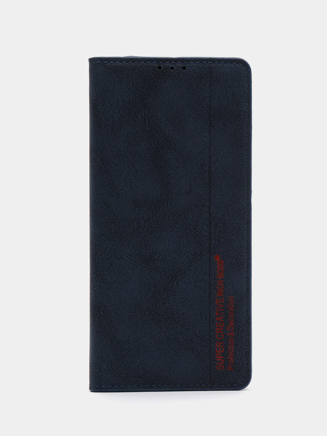 Синий чехол книжка Rich Boss для Tecno Spark 8C / GO 2022, экокожа, нубук, с визитницей