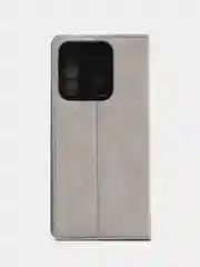 Серый чехол книжка Rich Boss для Tecno Spark 8C / GO 2022, экокожа, нубук, с визитницей