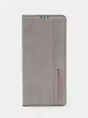 Серый чехол книжка Rich Boss для Tecno Spark 8C / GO 2022, экокожа, нубук, с визитницей
