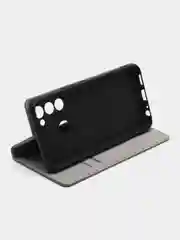 Серый чехол книжка Rich Boss для Tecno Spark 8C / GO 2022, экокожа, нубук, с визитницей