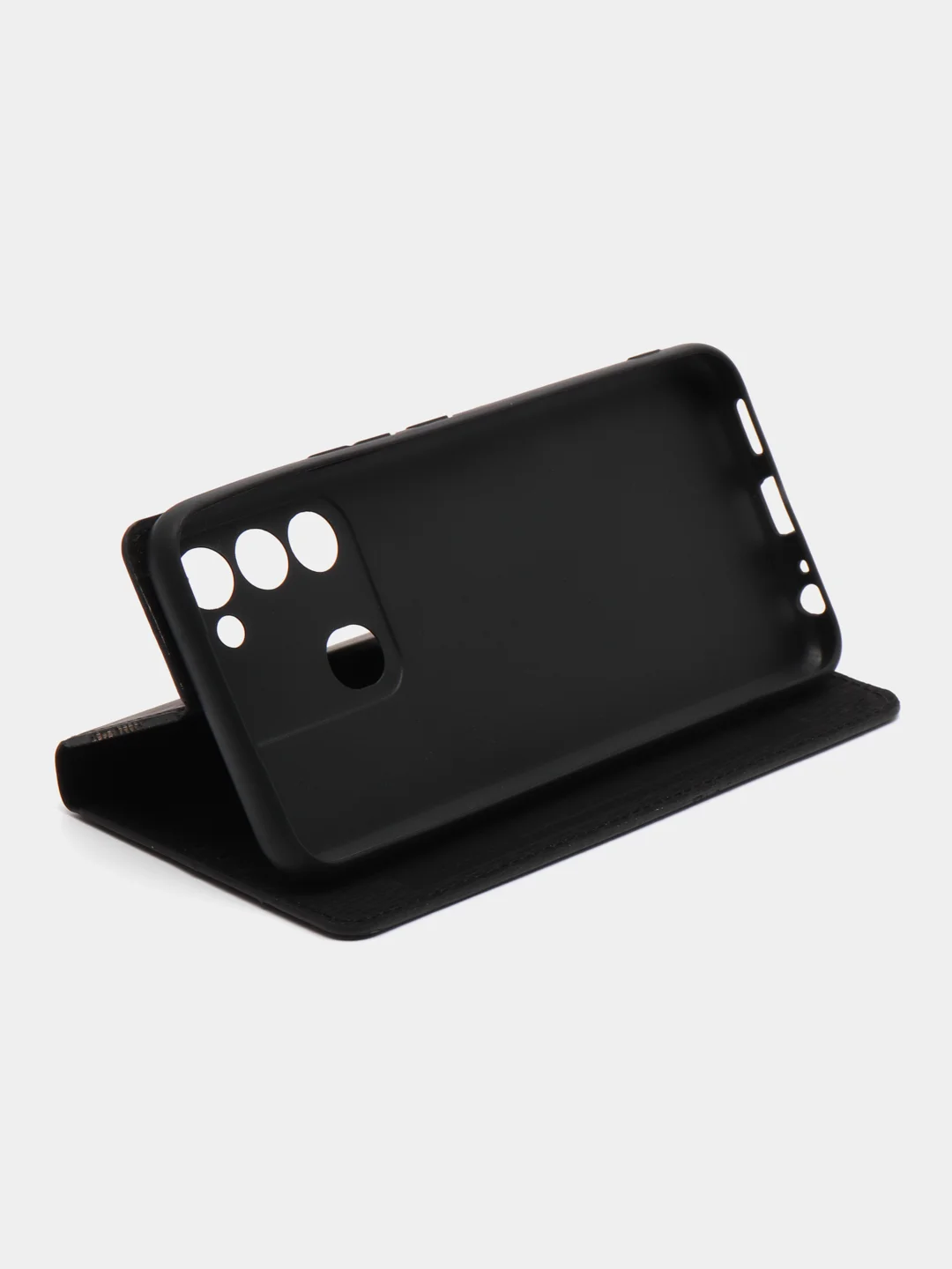 Черный чехол книжка Rich Boss для Tecno Spark 8C / GO 2022, экокожа, нубук, с визитницей