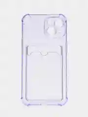 Лавандовый чехол с карманом для карт на iPhone 14, противоударный, с защитой углов