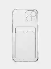 Прозрачный чехол с карманом для карт на iPhone 14, противоударный, с защитой углов